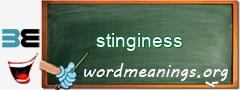 WordMeaning blackboard for stinginess
